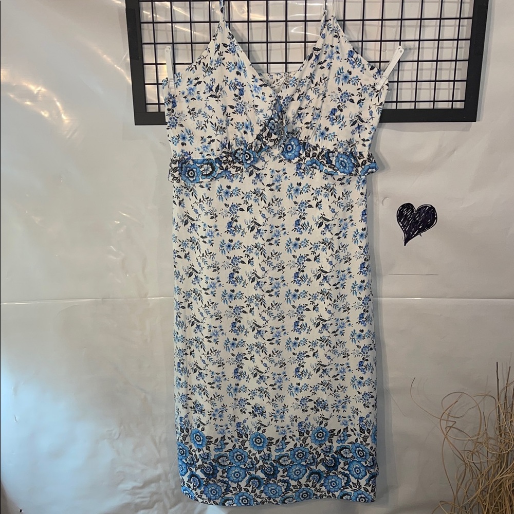 PatPat White and Blue Floral Maxi Dress